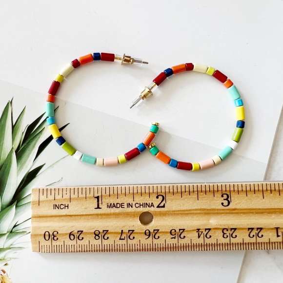 4/$25 Enamel U Tube Hoop Earings Multicolored - Picture 3 of 4